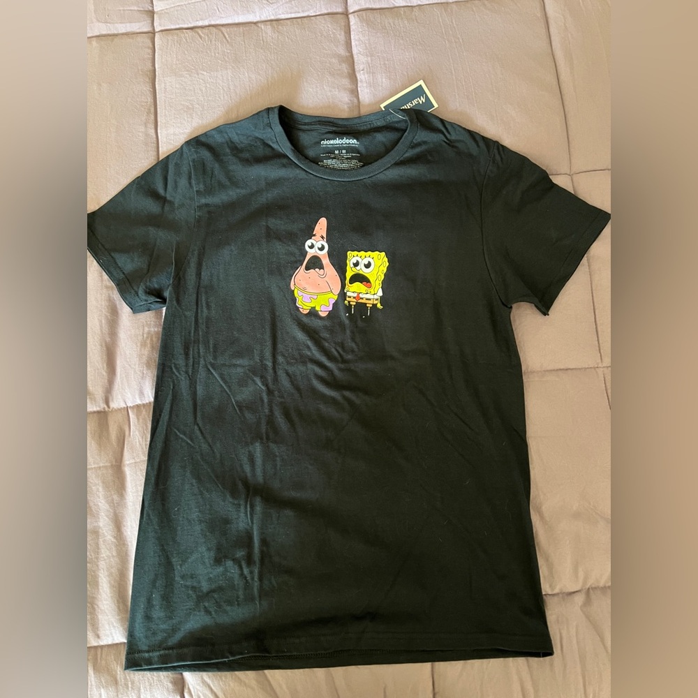 Sponge Bob Square Pants Black T-Shirt Patrick Squidward Mr. Krabs Medium
